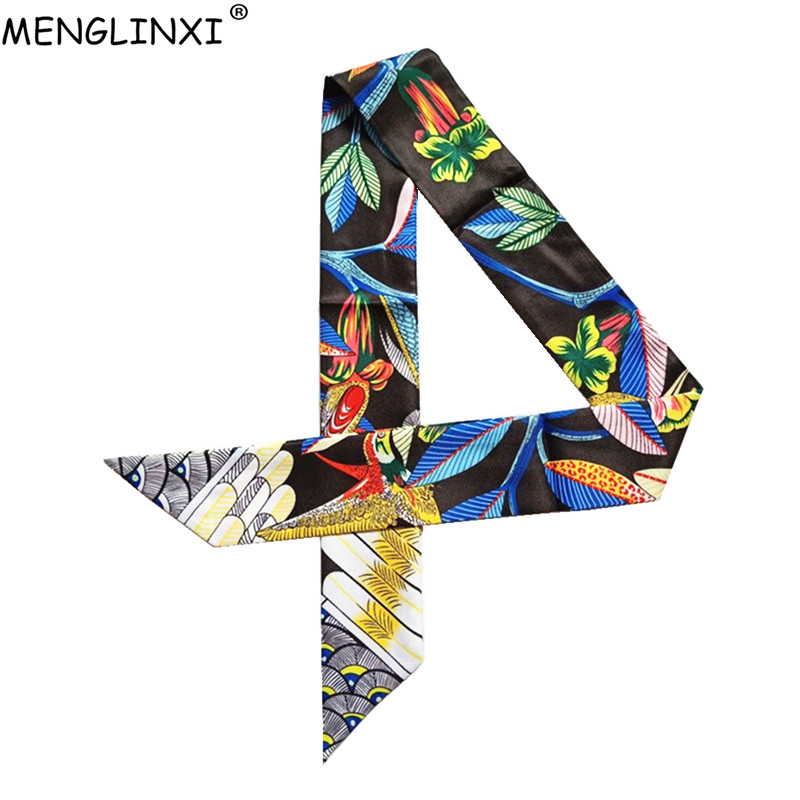 Ascot Neck Scarf - Luxury Brand Hummingbird Print Skinny Silk