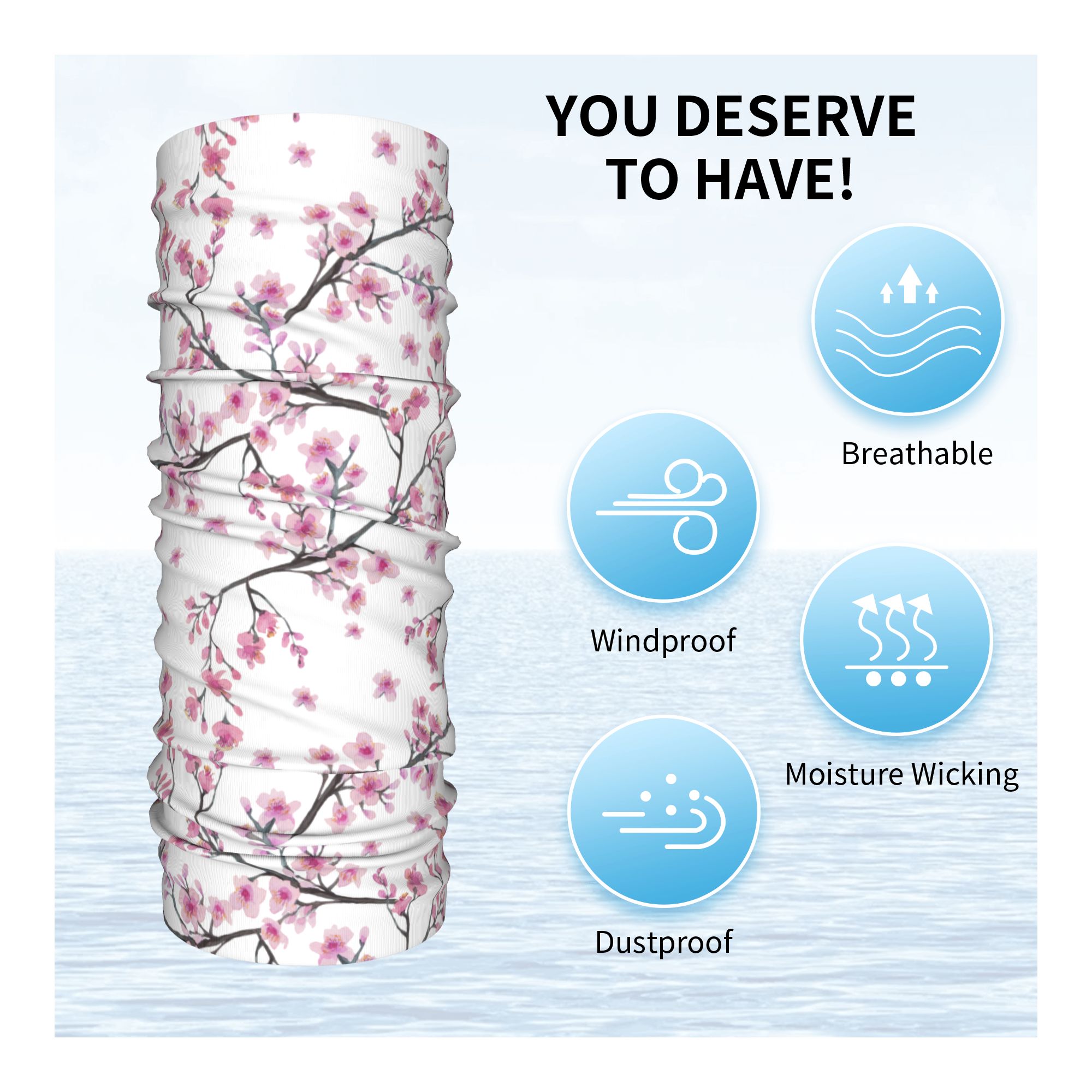 Japan Sakura Cherry Blossoms w - Neck Warmer Tube ulasan dan harga