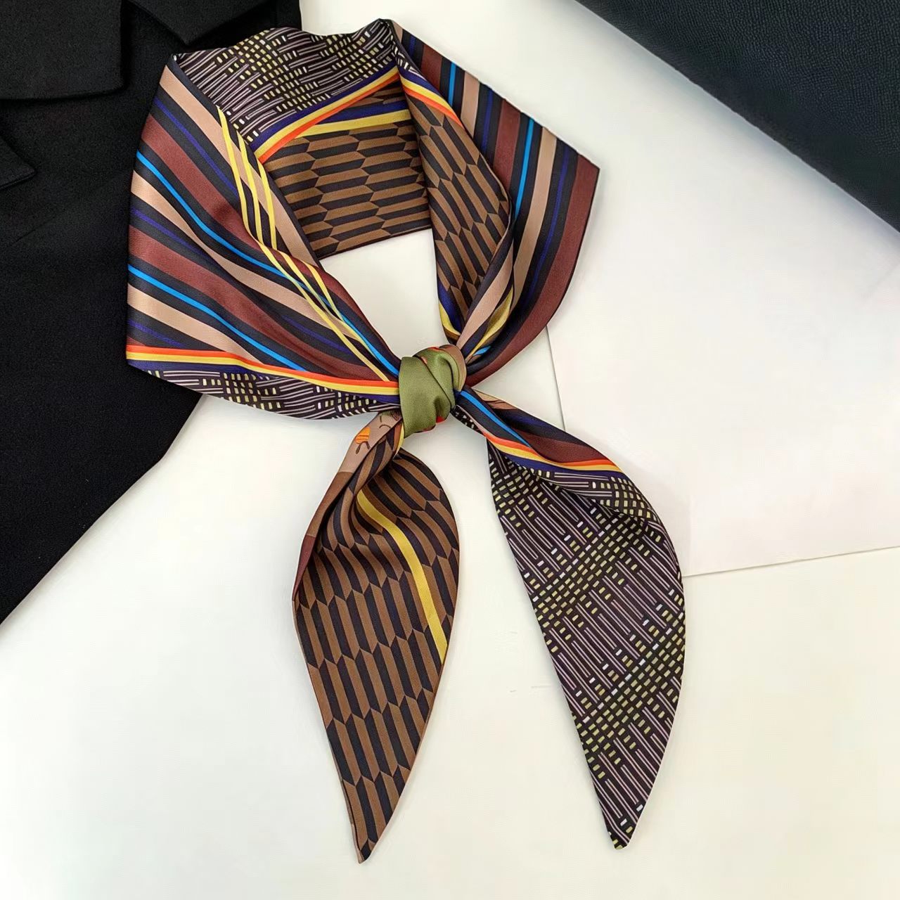 Luxury Print Long Hair Ribbon  - Silk Neck Scarf ulasan dan harga