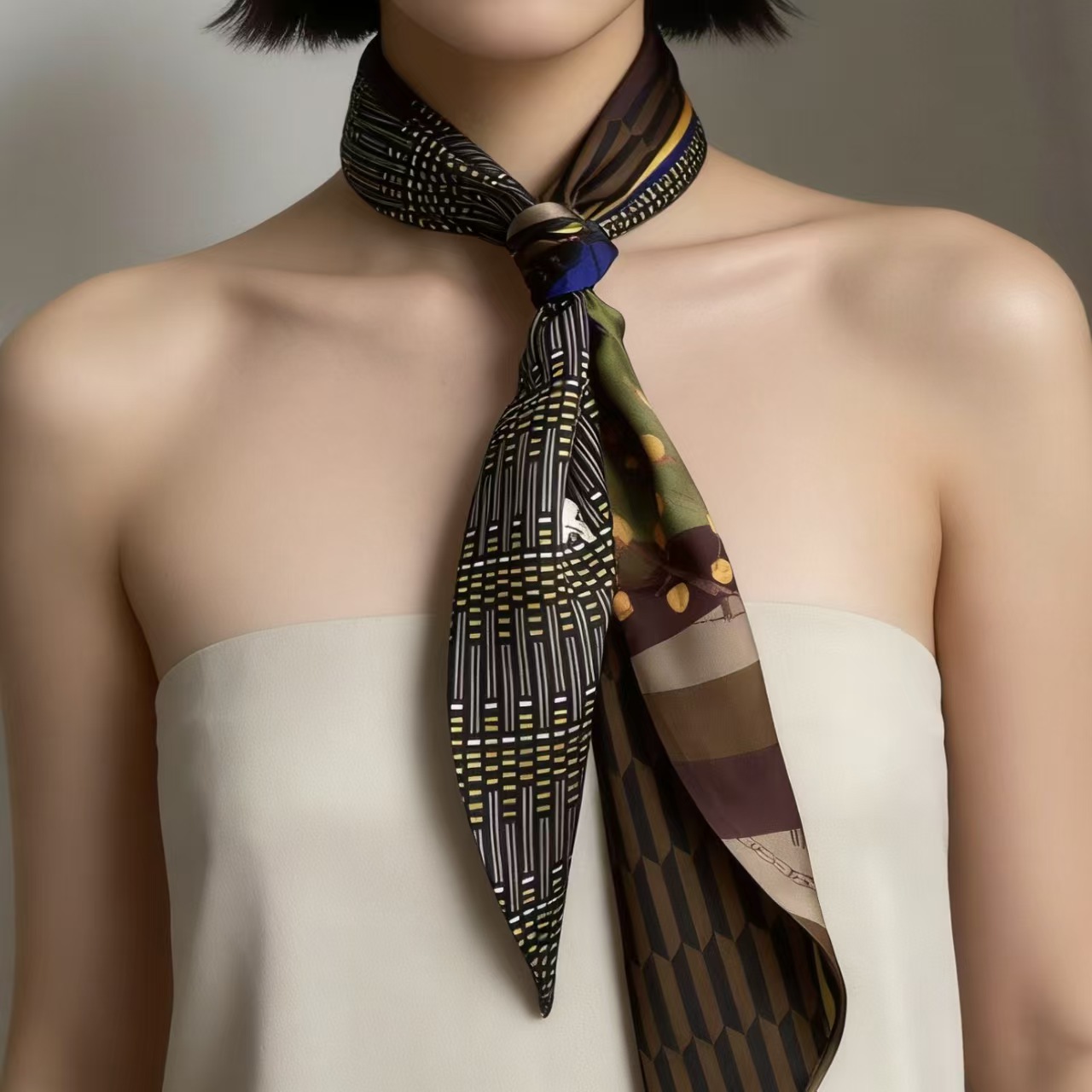 Luxury Print Long Hair Ribbon  - Silk Neck Scarf ulasan dan harga