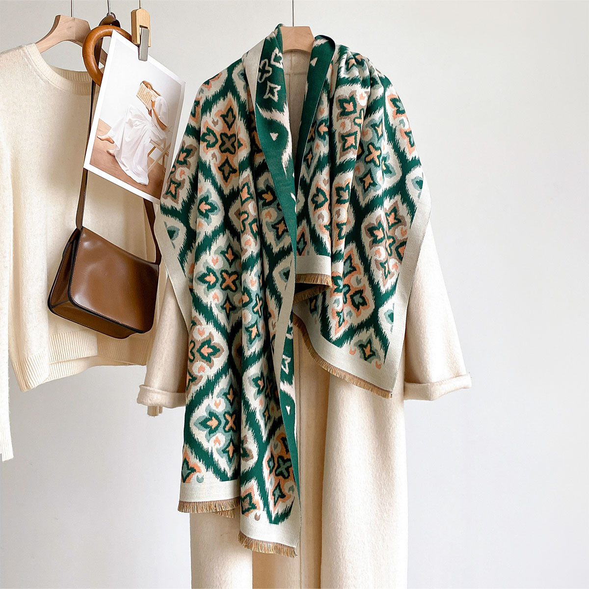 Women Reversible Imitation Cas - Woven Scarf Blanket ulasan dan harga