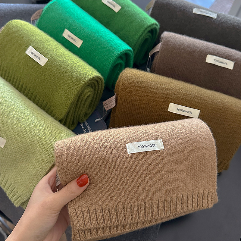 48-Color Pure Wool Scarf Autum - Muffler Men Wool ulasan dan harga
